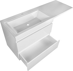 Style Line Мебель для ванной Даллас 140 L Люкс Plus 2 ящика подвесная белая – фотография-7